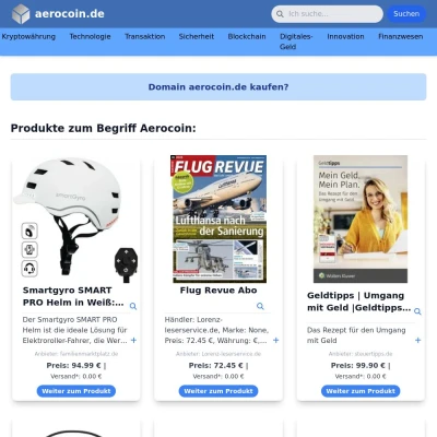 Screenshot aerocoin.de