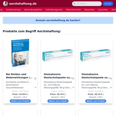 Screenshot aerztehaftung.de