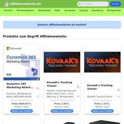 Screenshot affiliatewebsite.de