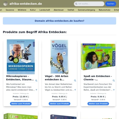 Screenshot afrika-entdecken.de