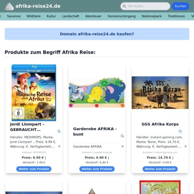 Screenshot afrika-reise24.de