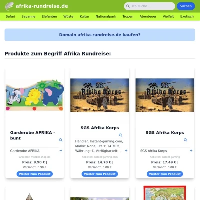 Screenshot afrika-rundreise.de