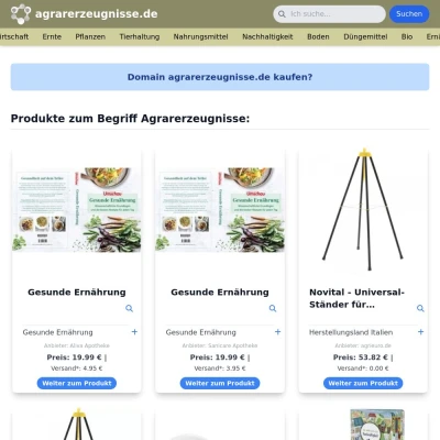 Screenshot agrarerzeugnisse.de