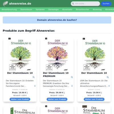 Screenshot ahnenreise.de