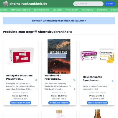 Screenshot ahornsirupkrankheit.de