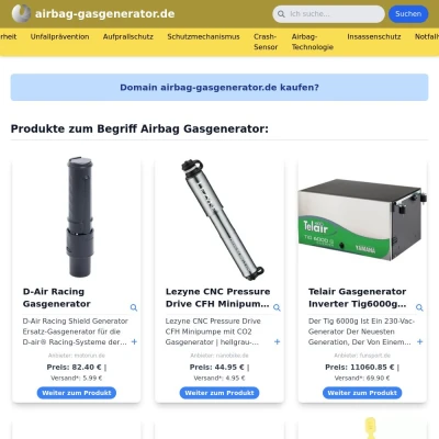 Screenshot airbag-gasgenerator.de