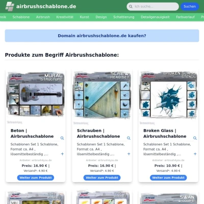 Screenshot airbrushschablone.de