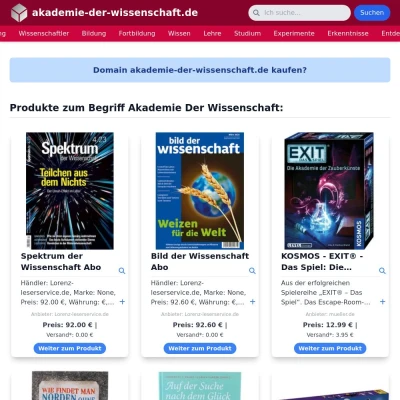 Screenshot akademie-der-wissenschaft.de