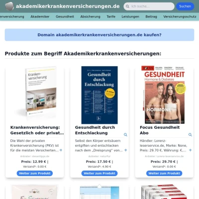 Screenshot akademikerkrankenversicherungen.de