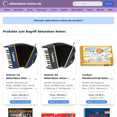 Screenshot akkordeon-noten.de