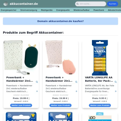 Screenshot akkucontainer.de