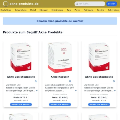 Screenshot akne-produkte.de