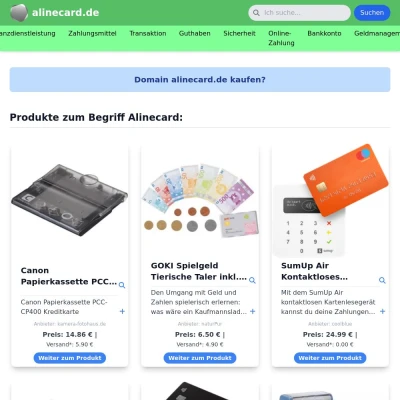 Screenshot alinecard.de