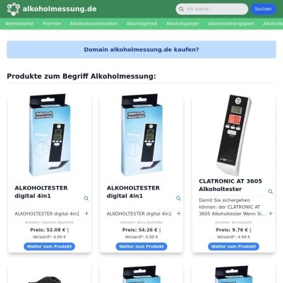 Screenshot alkoholmessung.de