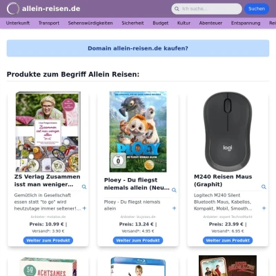 Screenshot allein-reisen.de