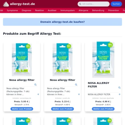 Screenshot allergy-test.de