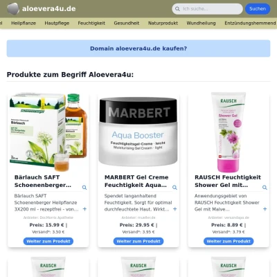 Screenshot aloevera4u.de