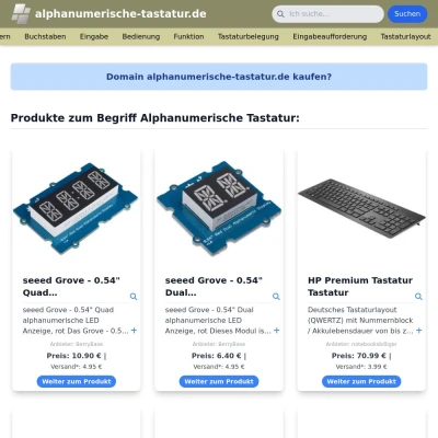 Screenshot alphanumerische-tastatur.de