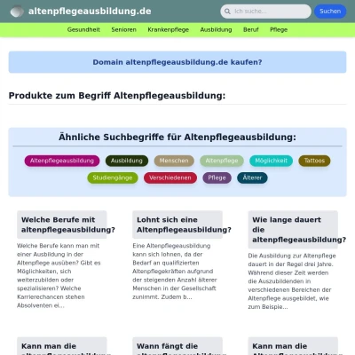 Screenshot altenpflegeausbildung.de