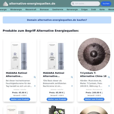 Screenshot alternative-energiequellen.de