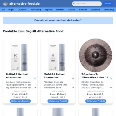 Screenshot alternative-food.de