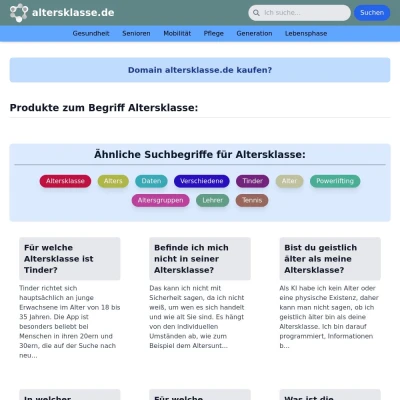 Screenshot altersklasse.de