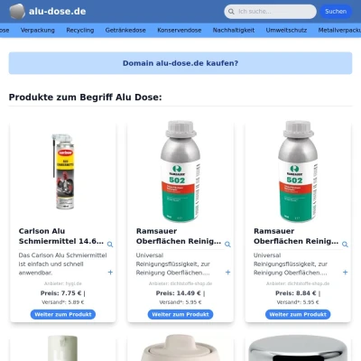 Screenshot alu-dose.de