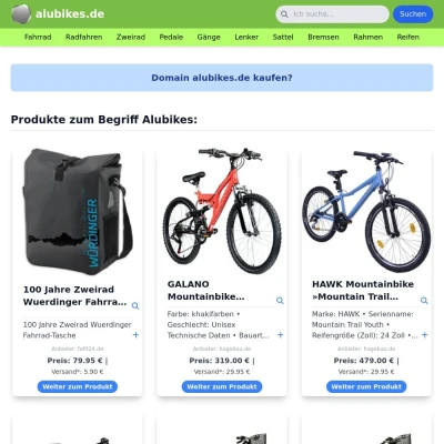 Screenshot alubikes.de