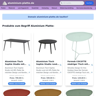 Screenshot aluminium-platte.de