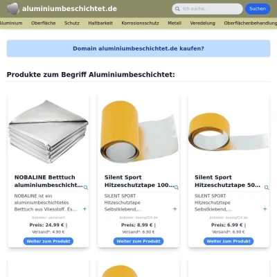 Screenshot aluminiumbeschichtet.de