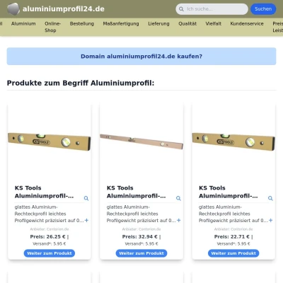 Screenshot aluminiumprofil24.de