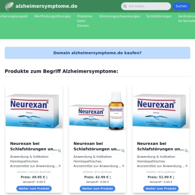 Screenshot alzheimersymptome.de