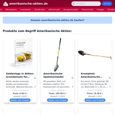 Screenshot amerikanische-aktien.de