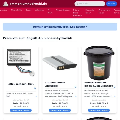 Screenshot ammoniumhydroxid.de