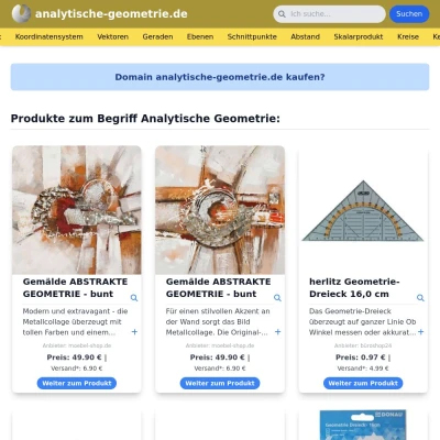 Screenshot analytische-geometrie.de