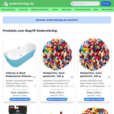 Screenshot andersfarbig.de