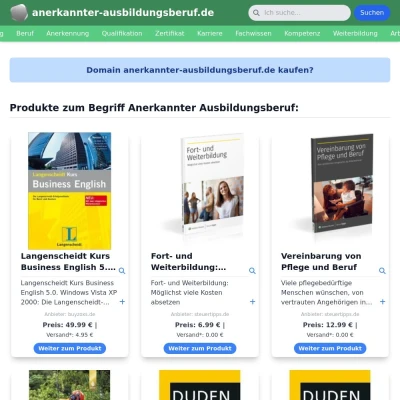 Screenshot anerkannter-ausbildungsberuf.de