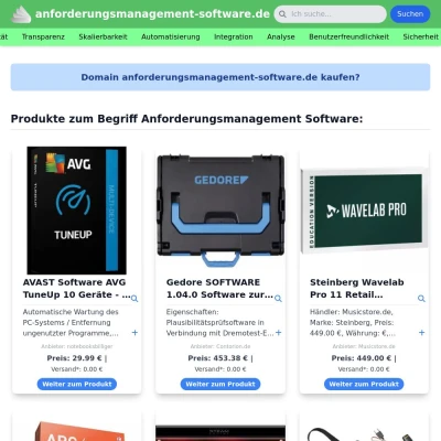 Screenshot anforderungsmanagement-software.de
