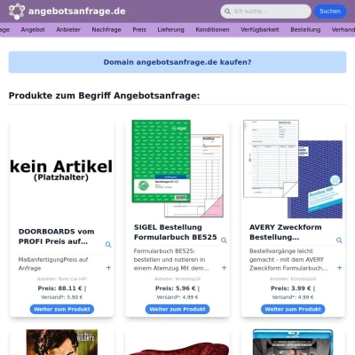 Screenshot angebotsanfrage.de