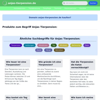 Screenshot anjas-tierpension.de