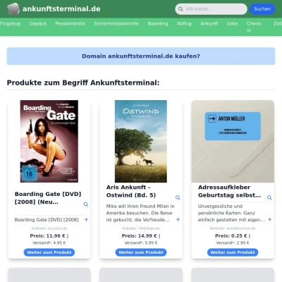 Screenshot ankunftsterminal.de