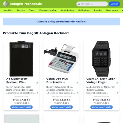 Screenshot anlagen-rechner.de
