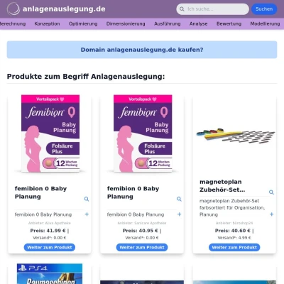 Screenshot anlagenauslegung.de