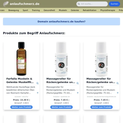 Screenshot anlaufschmerz.de