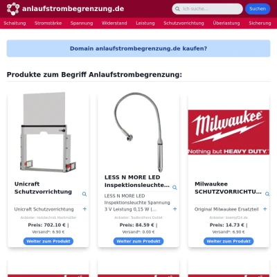 Screenshot anlaufstrombegrenzung.de