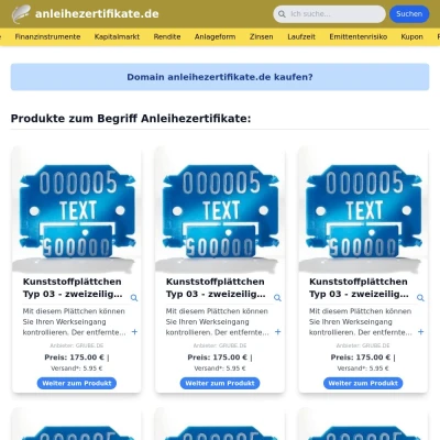 Screenshot anleihezertifikate.de