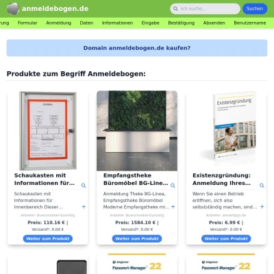 Screenshot anmeldebogen.de