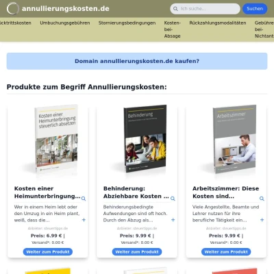 Screenshot annullierungskosten.de