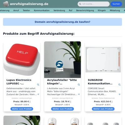 Screenshot anrufsignalisierung.de