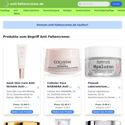 Screenshot anti-faltencreme.de